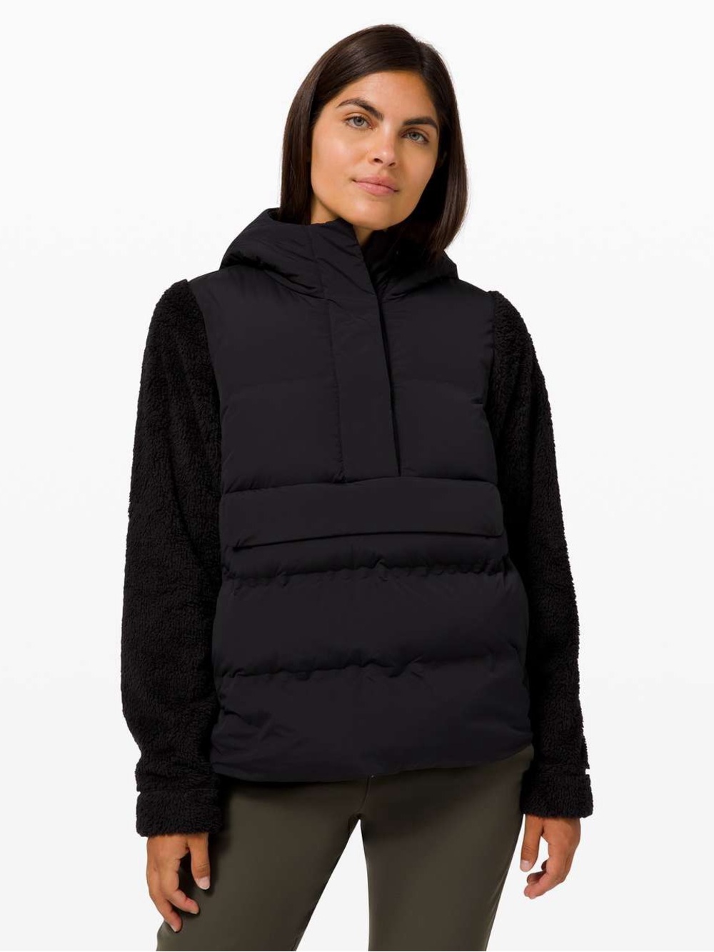 Lululemon Cozy Climate Pullover Down Jacket Black 6 Hooded Fall Winter Outdoor
